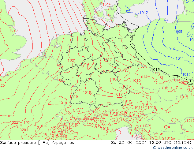 pression de l'air Arpege-eu dim 02.06.2024 12 UTC