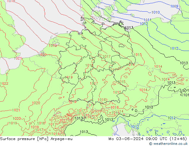 pressão do solo Arpege-eu Seg 03.06.2024 09 UTC