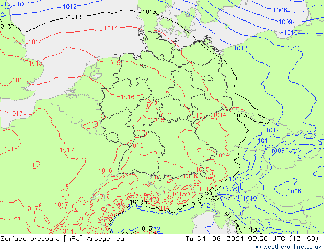 Presión superficial Arpege-eu mar 04.06.2024 00 UTC