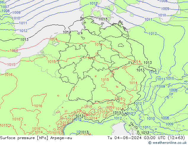 Luchtdruk (Grond) Arpege-eu di 04.06.2024 03 UTC