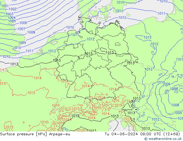 Yer basıncı Arpege-eu Sa 04.06.2024 09 UTC