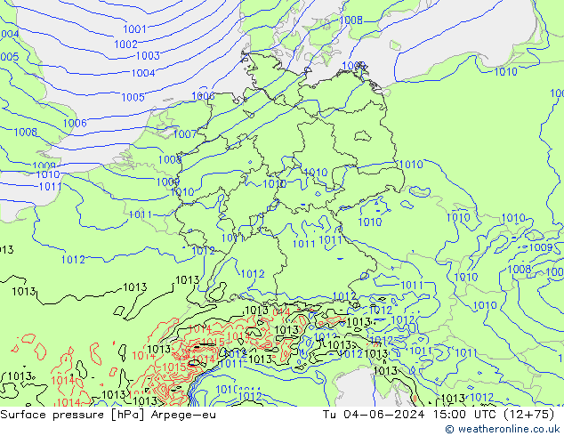 приземное давление Arpege-eu вт 04.06.2024 15 UTC