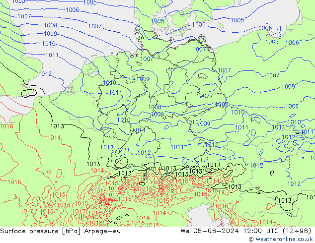 Surface pressure Arpege-eu We 05.06.2024 12 UTC