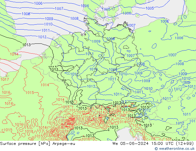Atmosférický tlak Arpege-eu St 05.06.2024 15 UTC