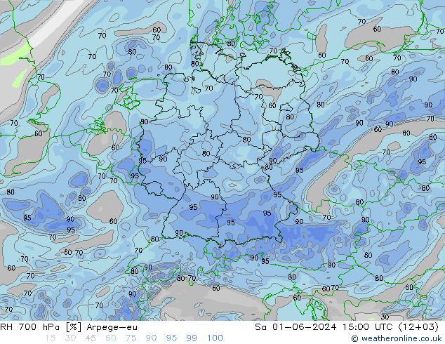 RV 700 hPa Arpege-eu za 01.06.2024 15 UTC