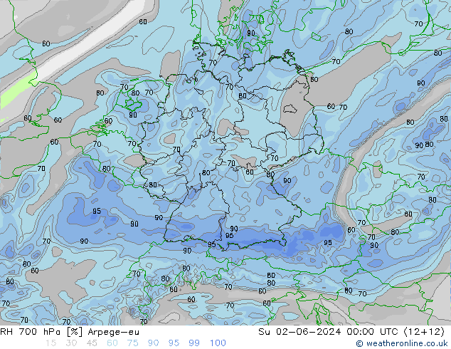 RV 700 hPa Arpege-eu zo 02.06.2024 00 UTC