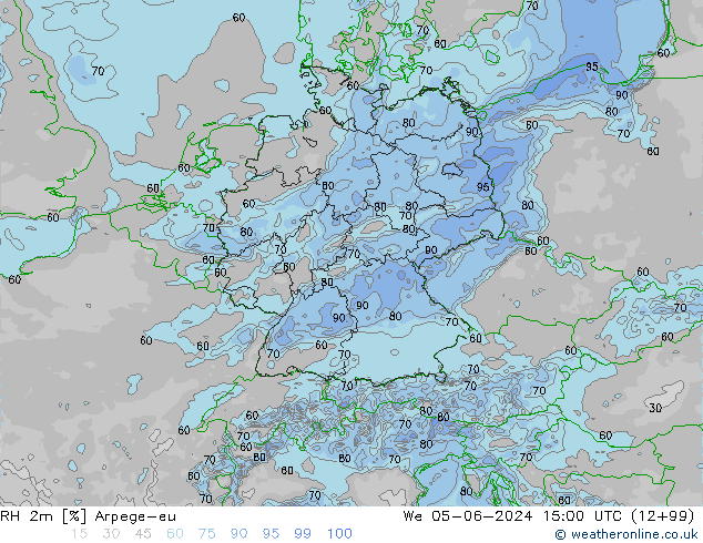 RH 2m Arpege-eu We 05.06.2024 15 UTC