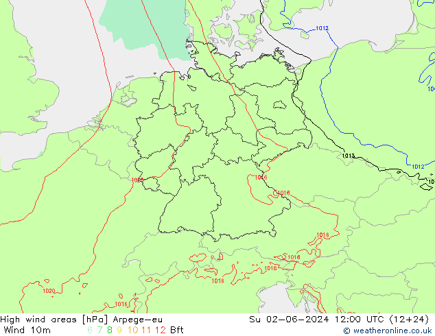 Windvelden Arpege-eu zo 02.06.2024 12 UTC