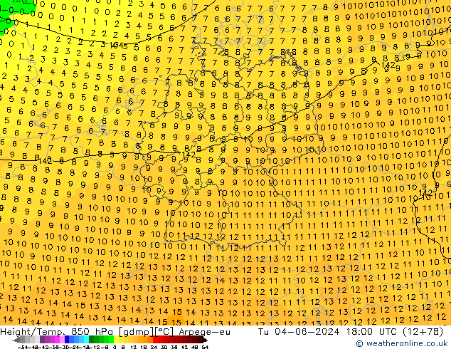 Height/Temp. 850 hPa Arpege-eu Ter 04.06.2024 18 UTC