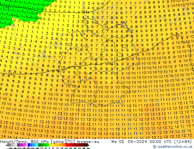 Yükseklik/Sıc. 850 hPa Arpege-eu Çar 05.06.2024 00 UTC