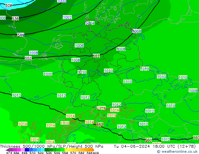 Thck 500-1000hPa Arpege-eu Tu 04.06.2024 18 UTC