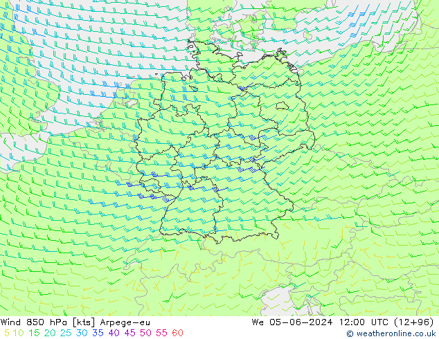 Wind 850 hPa Arpege-eu St 05.06.2024 12 UTC