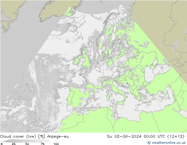Bulutlar (düşük) Arpege-eu Paz 02.06.2024 00 UTC