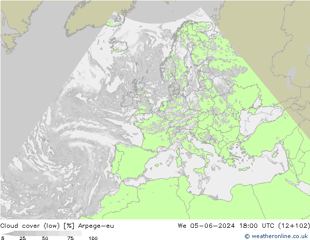 Nubi basse Arpege-eu mer 05.06.2024 18 UTC