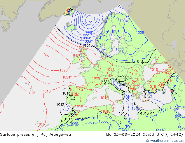 Bodendruck Arpege-eu Mo 03.06.2024 06 UTC