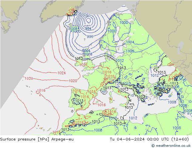 приземное давление Arpege-eu вт 04.06.2024 00 UTC