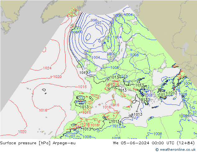 Yer basıncı Arpege-eu Çar 05.06.2024 00 UTC