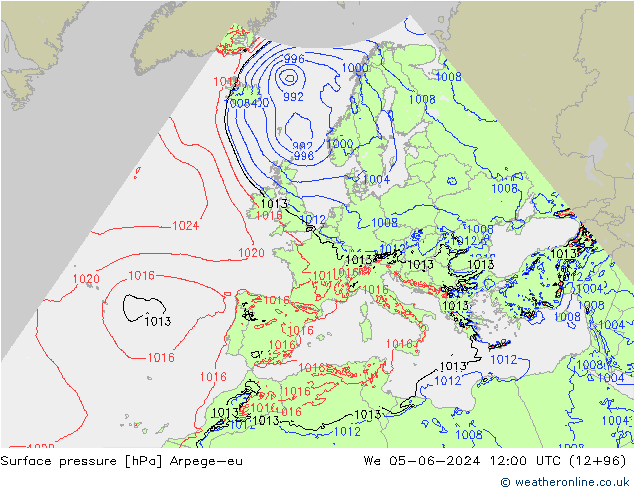 Yer basıncı Arpege-eu Çar 05.06.2024 12 UTC