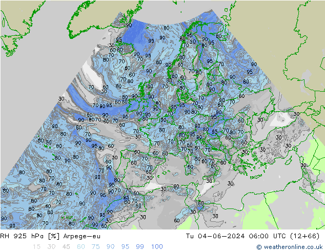 RH 925 hPa Arpege-eu Ter 04.06.2024 06 UTC