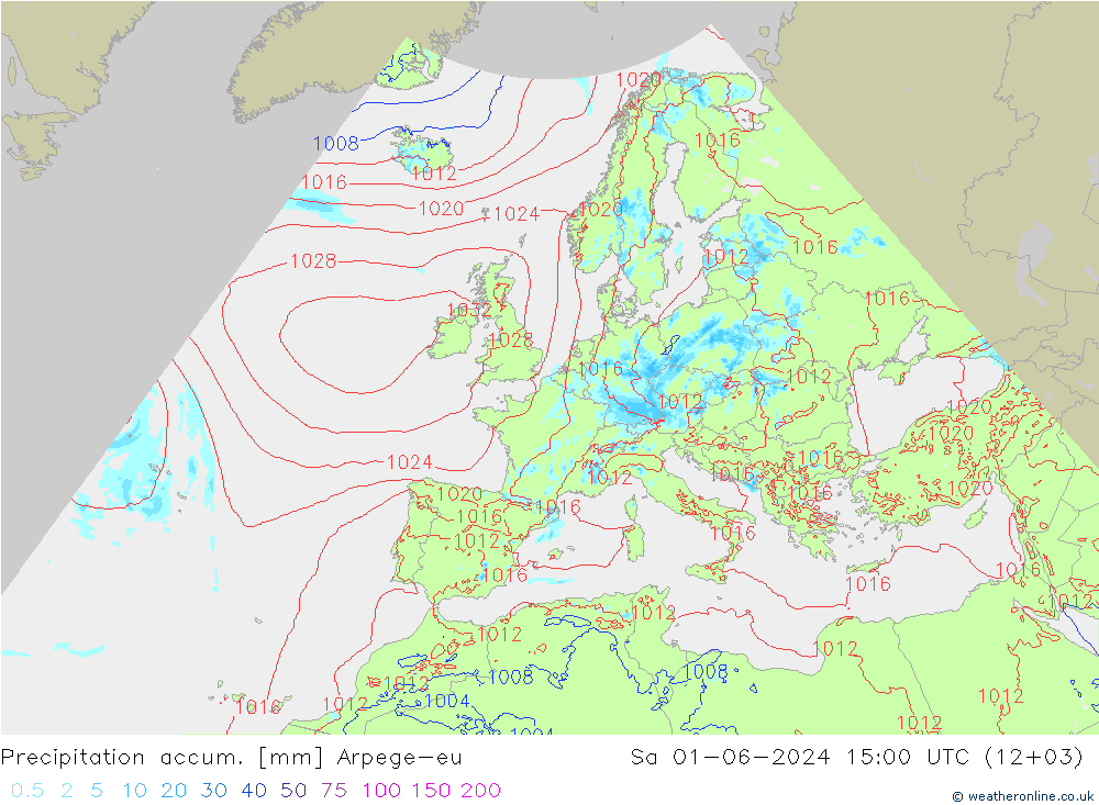 Precipitation accum. Arpege-eu so. 01.06.2024 15 UTC