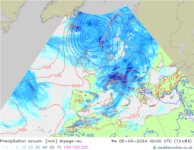 Precipitation accum. Arpege-eu Qua 05.06.2024 00 UTC