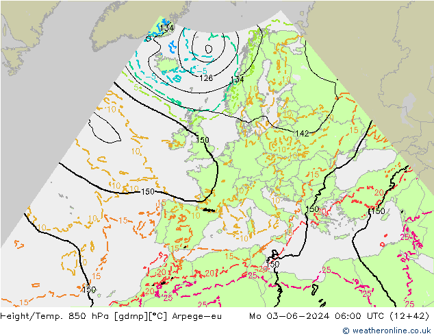 Height/Temp. 850 hPa Arpege-eu Po 03.06.2024 06 UTC