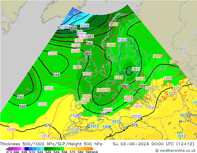 Thck 500-1000hPa Arpege-eu Dom 02.06.2024 00 UTC