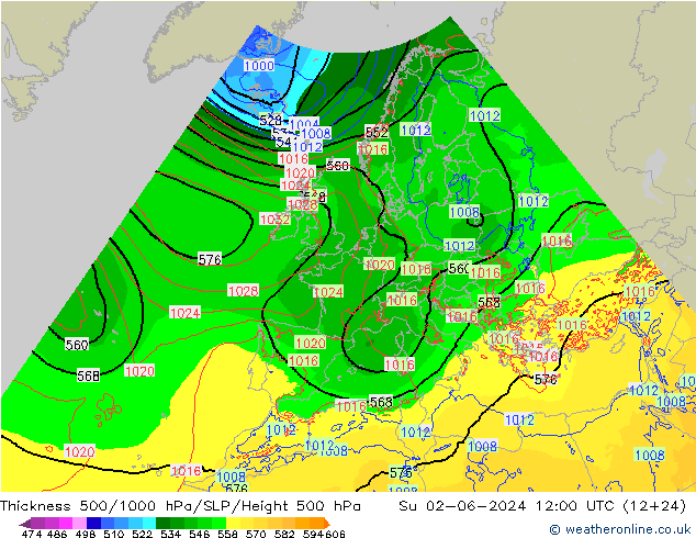 Thck 500-1000hPa Arpege-eu Su 02.06.2024 12 UTC