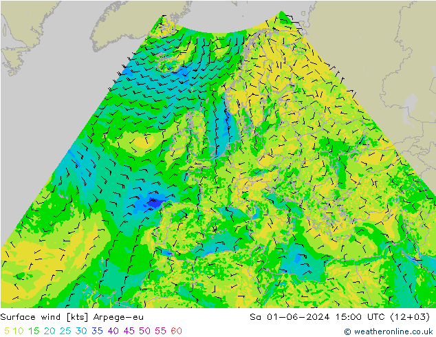 Surface wind Arpege-eu Sa 01.06.2024 15 UTC