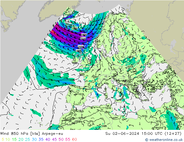 Wind 850 hPa Arpege-eu Ne 02.06.2024 15 UTC