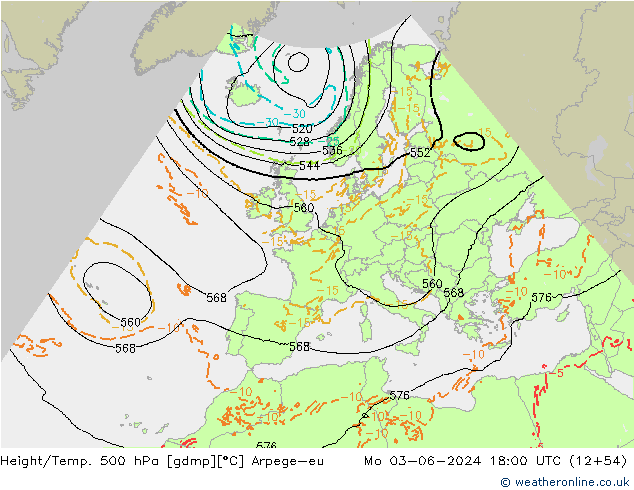 Hoogte/Temp. 500 hPa Arpege-eu ma 03.06.2024 18 UTC