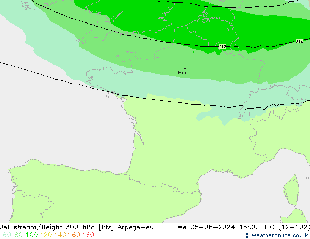 Corriente en chorro Arpege-eu mié 05.06.2024 18 UTC