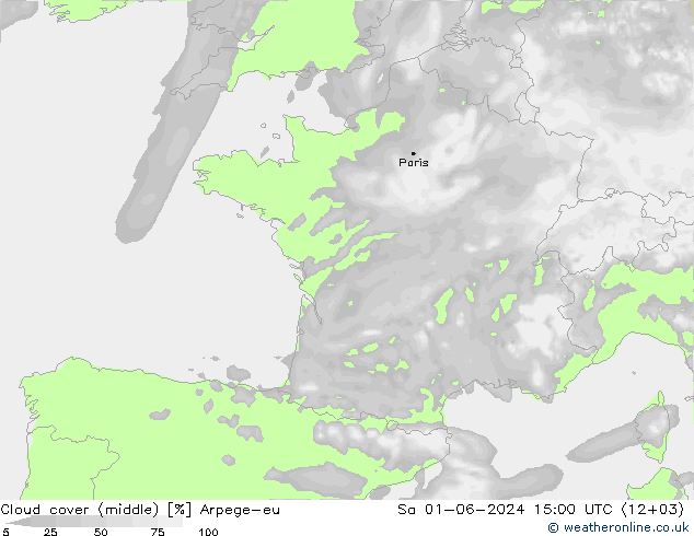 Wolken (mittel) Arpege-eu Sa 01.06.2024 15 UTC