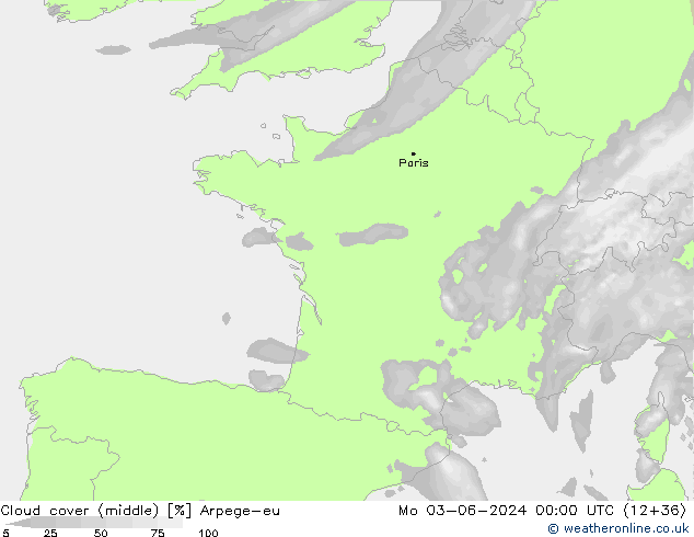 oblačnosti uprostřed Arpege-eu Po 03.06.2024 00 UTC