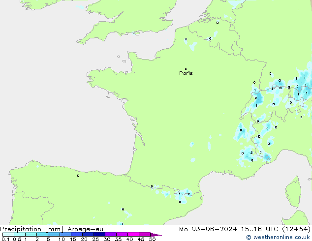 Neerslag Arpege-eu ma 03.06.2024 18 UTC