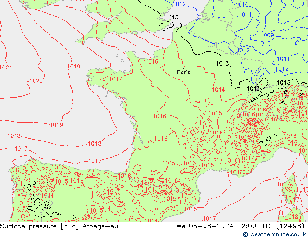 Surface pressure Arpege-eu We 05.06.2024 12 UTC