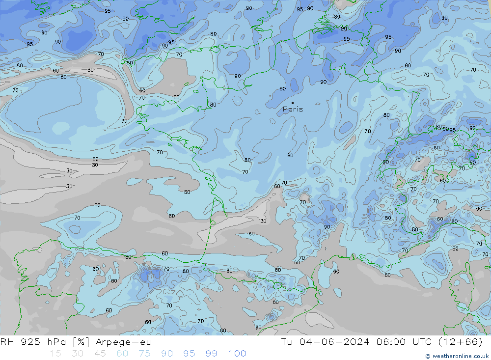 RH 925 hPa Arpege-eu  04.06.2024 06 UTC