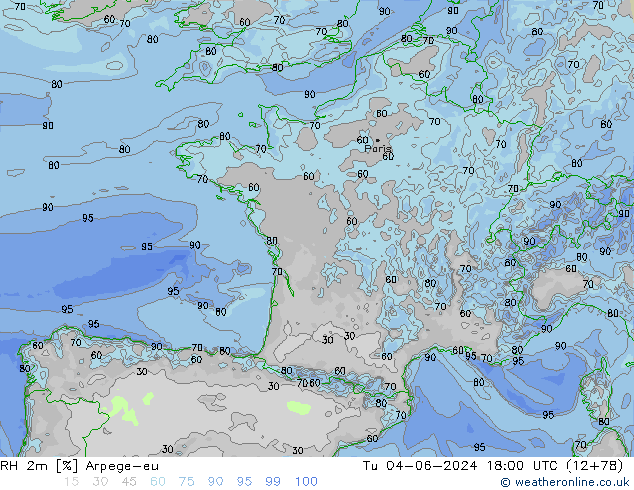 RH 2m Arpege-eu Di 04.06.2024 18 UTC