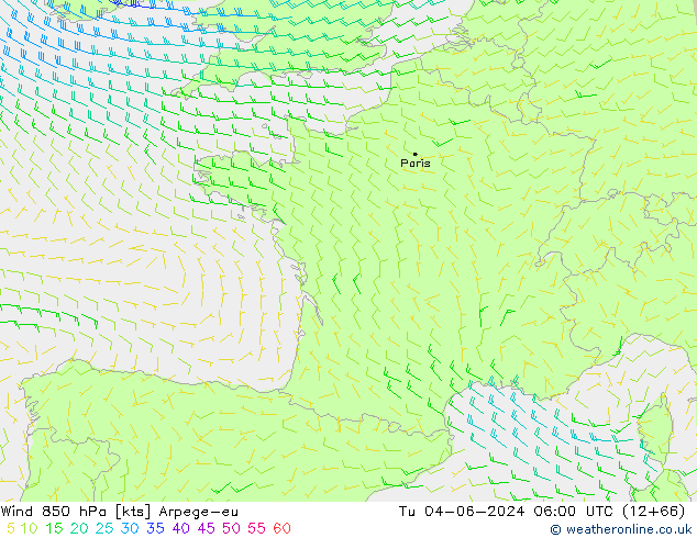  850 hPa Arpege-eu  04.06.2024 06 UTC