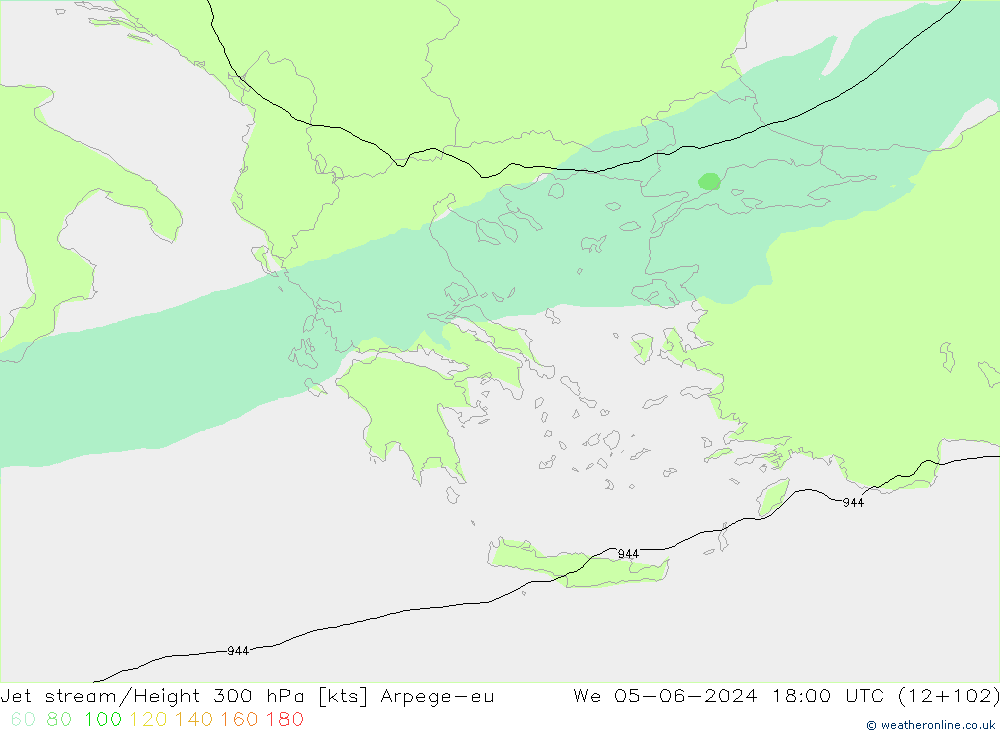 Corrente a getto Arpege-eu mer 05.06.2024 18 UTC