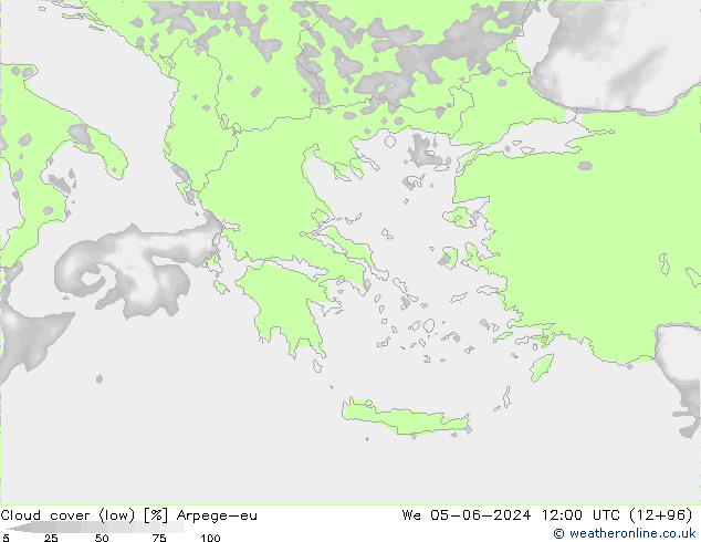 Bewolking (Laag) Arpege-eu wo 05.06.2024 12 UTC