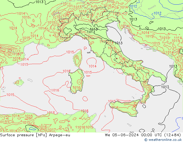 pressão do solo Arpege-eu Qua 05.06.2024 00 UTC