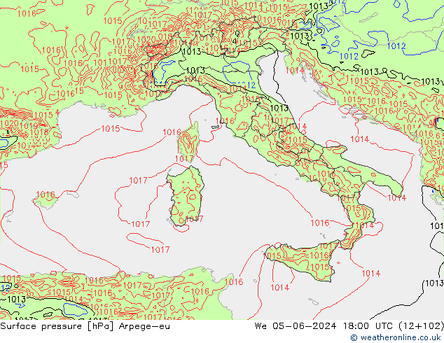 Yer basıncı Arpege-eu Çar 05.06.2024 18 UTC