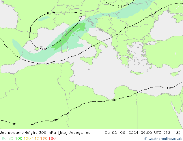 Jet stream Arpege-eu Dom 02.06.2024 06 UTC