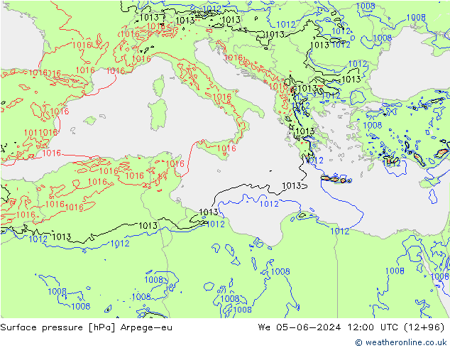 приземное давление Arpege-eu ср 05.06.2024 12 UTC