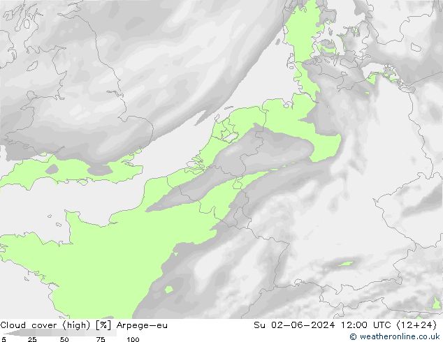 Bulutlar (yüksek) Arpege-eu Paz 02.06.2024 12 UTC