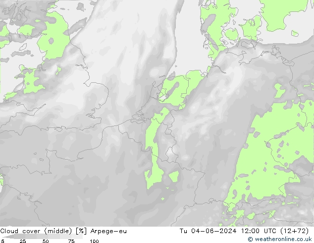 oblačnosti uprostřed Arpege-eu Út 04.06.2024 12 UTC