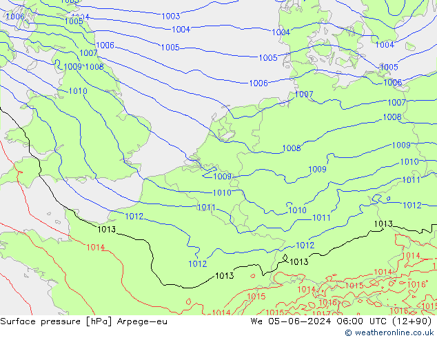 приземное давление Arpege-eu ср 05.06.2024 06 UTC