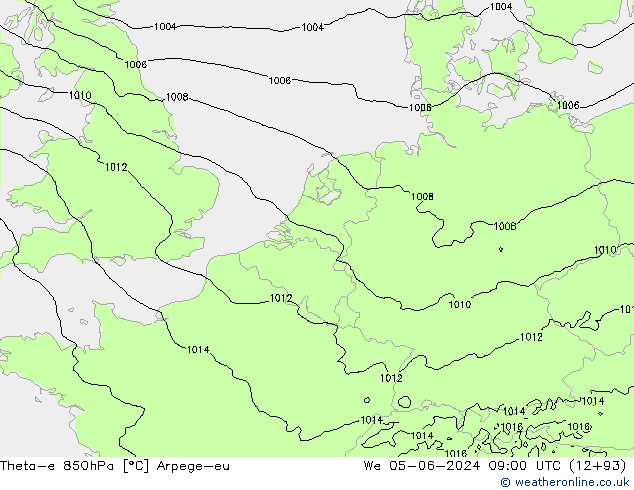 Theta-e 850гПа Arpege-eu ср 05.06.2024 09 UTC