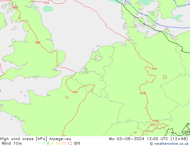 High wind areas Arpege-eu пн 03.06.2024 12 UTC